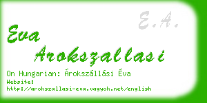 eva arokszallasi business card